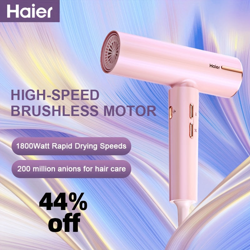 Haier High Speed Hair Dryer 200 Million Negative Ions, 100, 000 RPM Brushless Motor, 100 Times Precise Temperature Control, 4 Wind Speeds and 3 Wind Temperatures with Brushless Motor Hair Dryer with Leakage Protection Plug