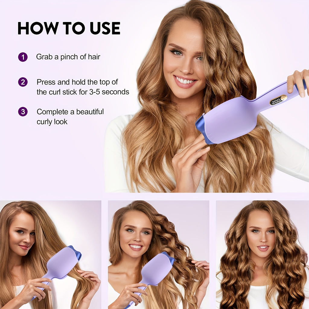 Mini Portable Curling Iron with LED Temperature Display & 3 Heat Settings - Fast Curler, Heat-Resistant Design for Professional Volume\u002Fwaves, Compact Styler Suitable for Women & Men, Home & Travel, Gift