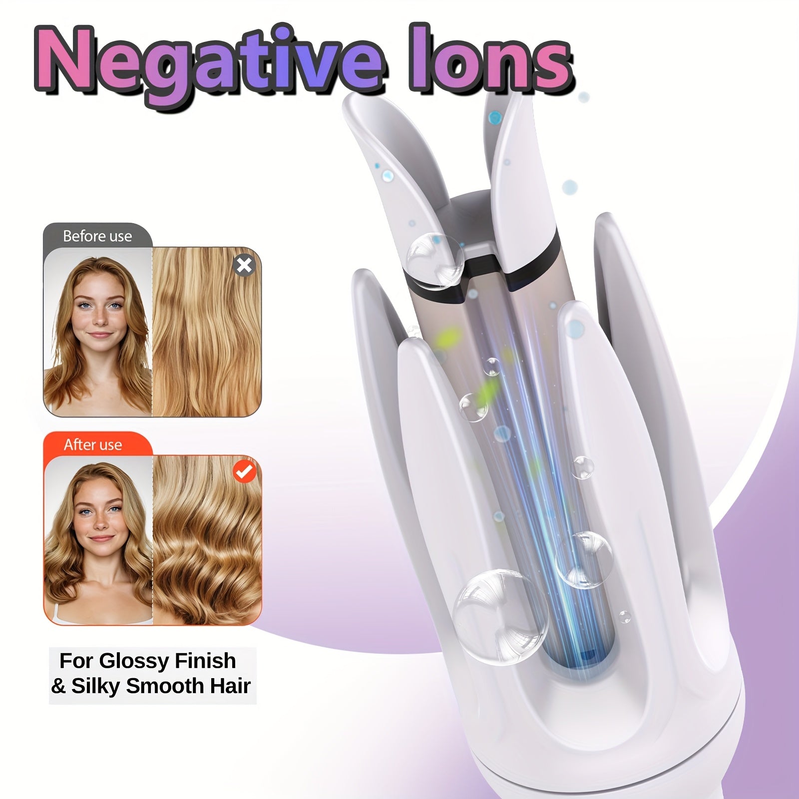 Genai Automatic Hair Curler: 28Mm Barrel, 4 Temperature Options, Negative Ion Technology, The Essential Tool for Hair Styling & A Travel Essential for Easy Curls