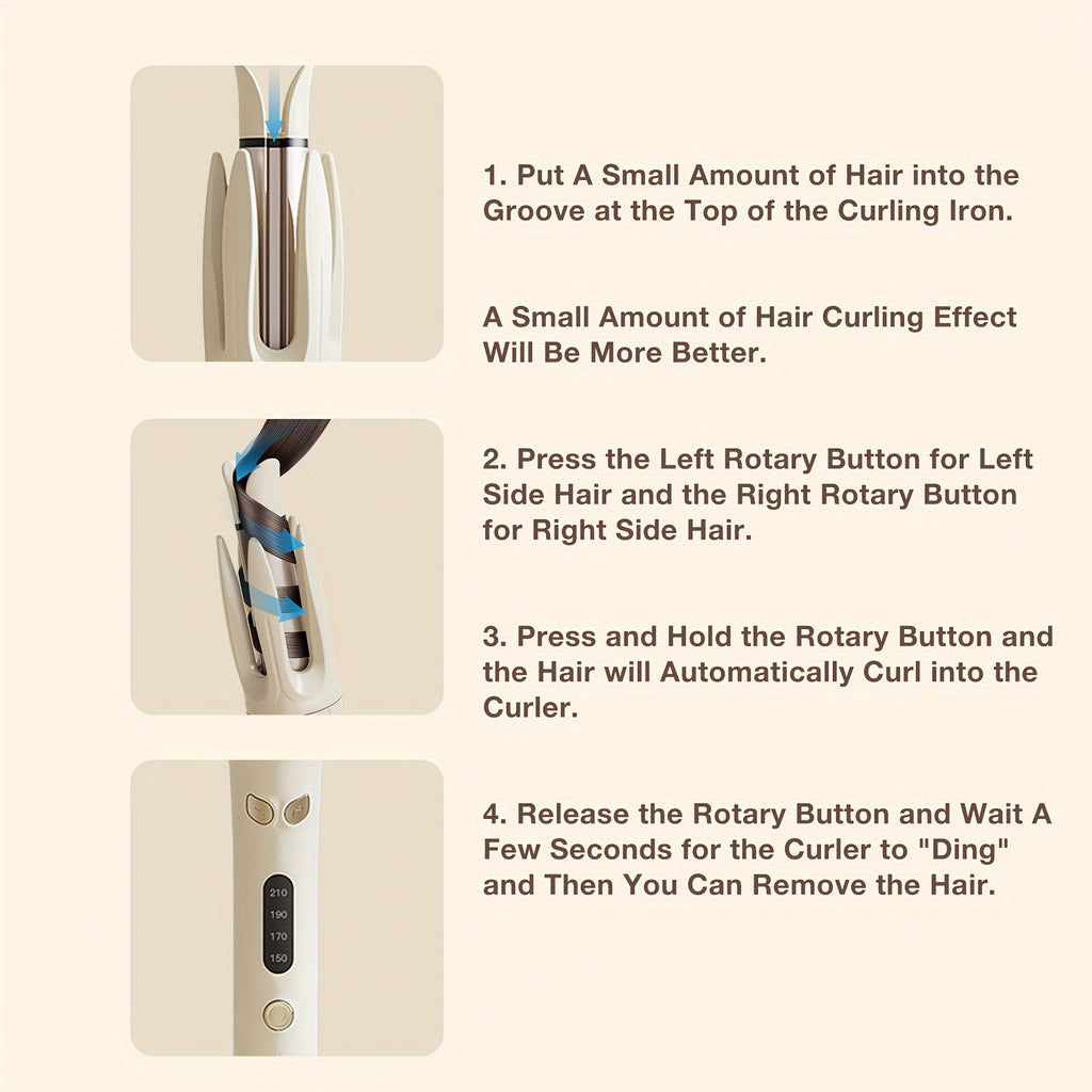 Genai Automatic Hair Curler: 28Mm Barrel, 4 Temperature Options, Negative Ion Technology, The Essential Tool for Hair Styling & A Travel Essential for Easy Curls