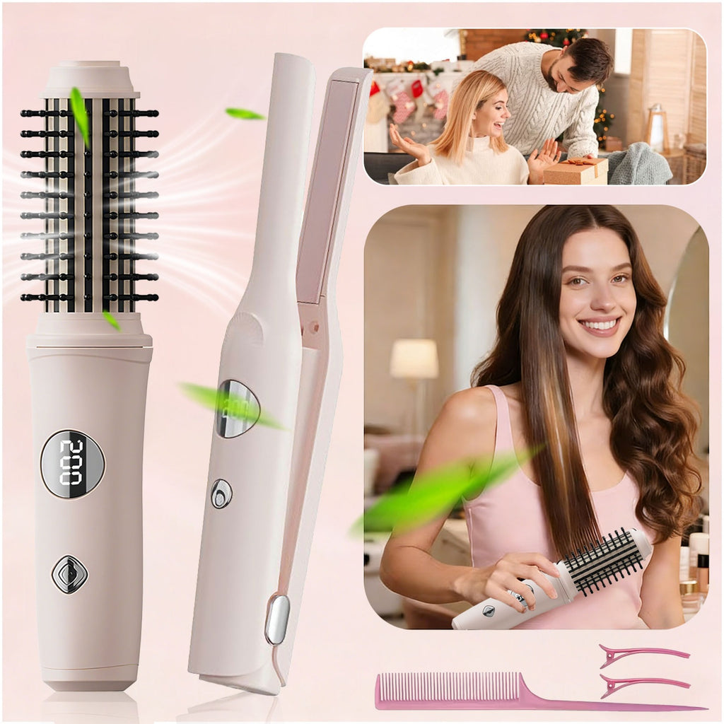 1pc\u002F2pcs Cordless Hair Curling Iron Brush | 4500mAh Rechargeable Curling Iron Tool, 4 Temperatures, Fast, Anti-Scald, Anti-Frizz, LED Display, Ideal Present for Women, Girlfriends, or Mothers