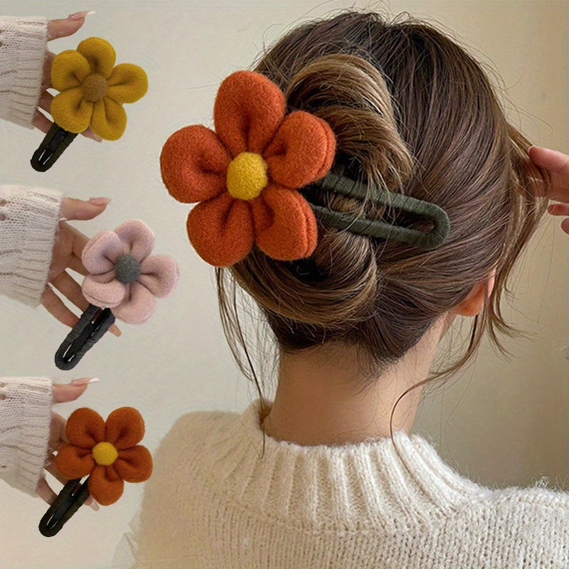 6pcs Cute Flower Hair Clip - Non-Slip, Seamless, Duckbill Design, Ponytail Fixed Hair Clip, Convenient Styling, Very Suitable For Daily Commuting, Date Wear, Women's Fashion Accessories