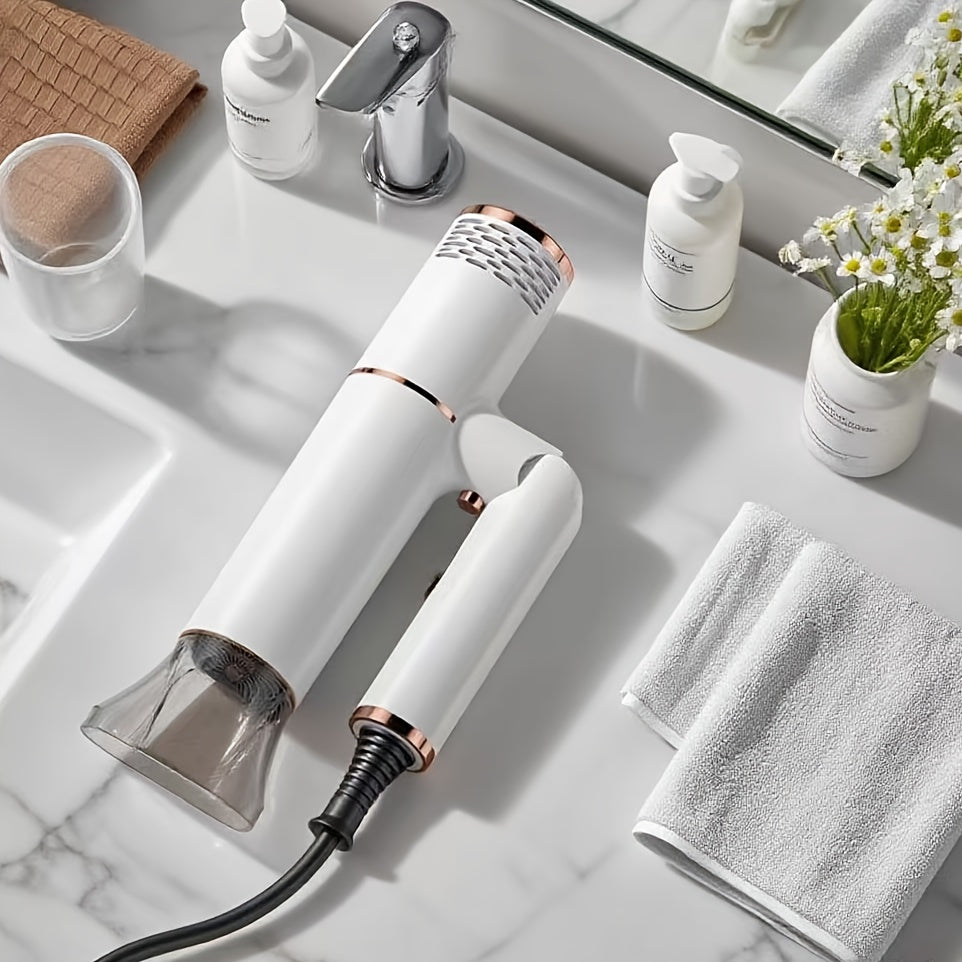 Professional Hair Dryer With Foldable Handle, 1200W Bristle Motor, Hot & Cold Air, Adjustable Power Cord, US Plug Included - Suitable For All Hair Types Quick Drying, Hair Dryer Holder, Plastic, Collector Nozzle, Hair Dryer Stand