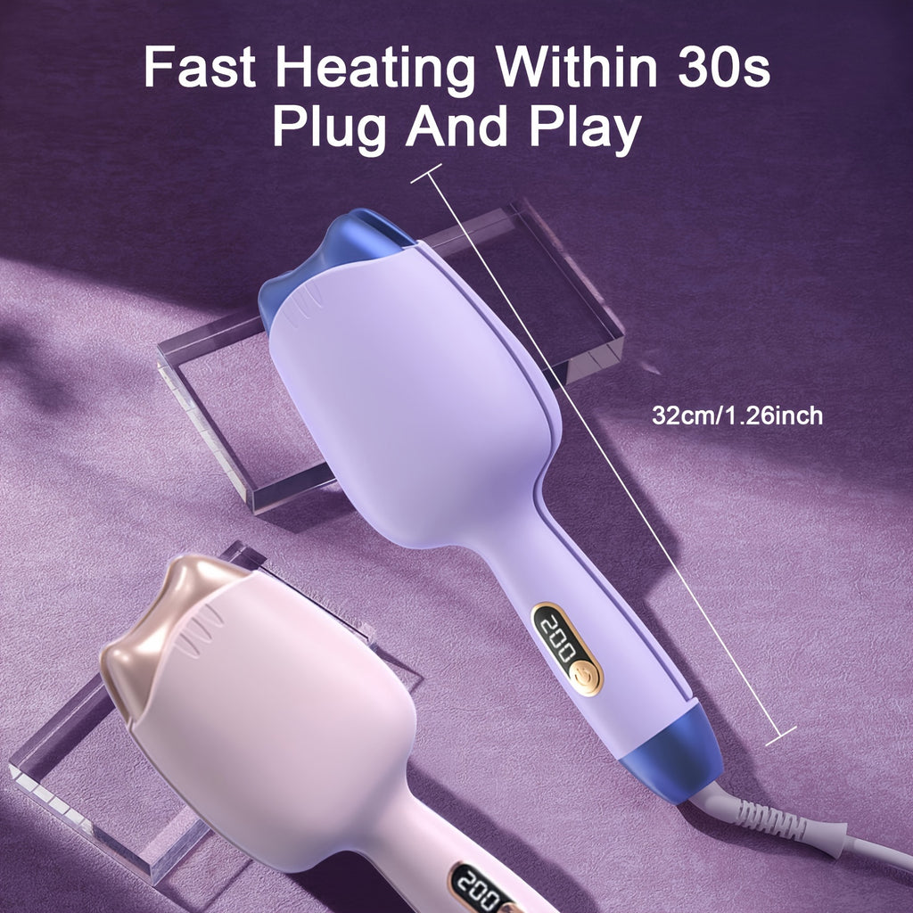 Mini Portable Curling Iron with LED Temperature Display & 3 Heat Settings - Fast Curler, Heat-Resistant Design for Professional Volume\u002Fwaves, Compact Styler Suitable for Women & Men, Home & Travel, Gift