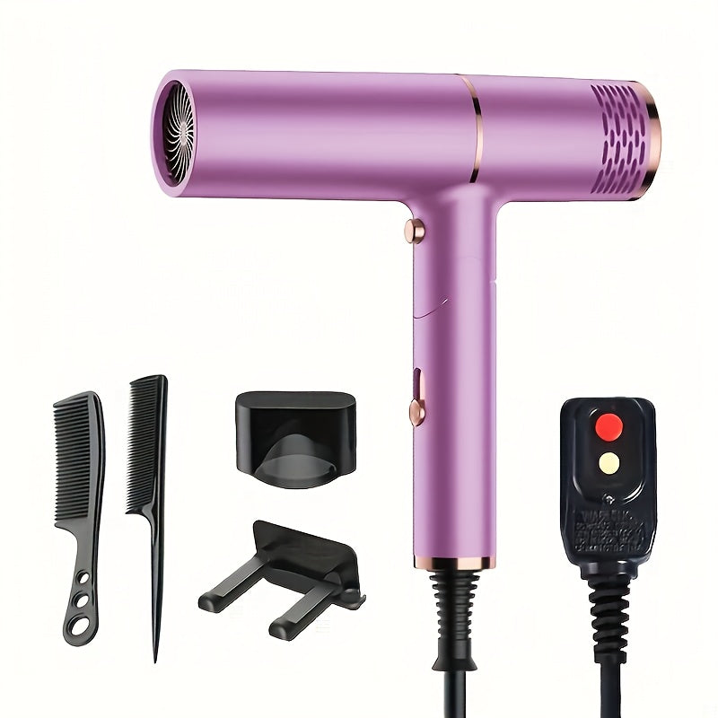 Professional Hair Dryer With Foldable Handle, 1200W Bristle Motor, Hot & Cold Air, Adjustable Power Cord, US Plug Included - Suitable For All Hair Types Quick Drying, Hair Dryer Holder, Plastic, Collector Nozzle, Hair Dryer Stand