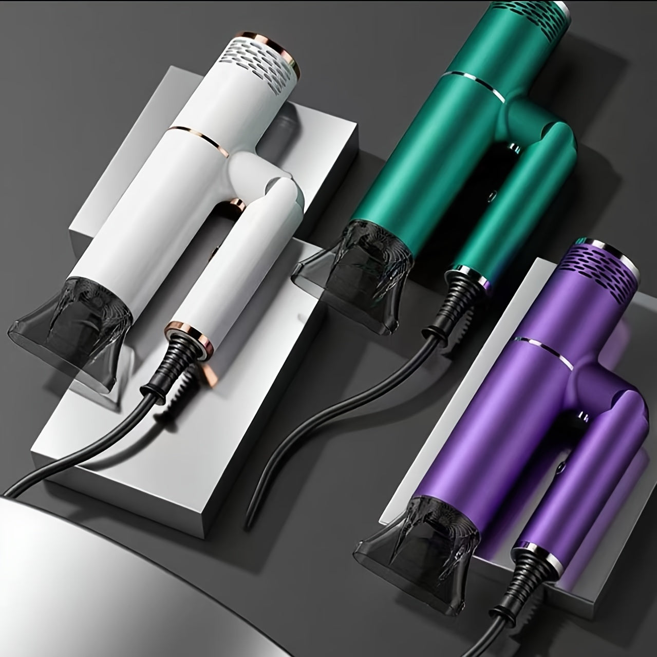 Professional Hair Dryer With Foldable Handle, 1200W Bristle Motor, Hot & Cold Air, Adjustable Power Cord, US Plug Included - Suitable For All Hair Types Quick Drying, Hair Dryer Holder, Plastic, Collector Nozzle, Hair Dryer Stand