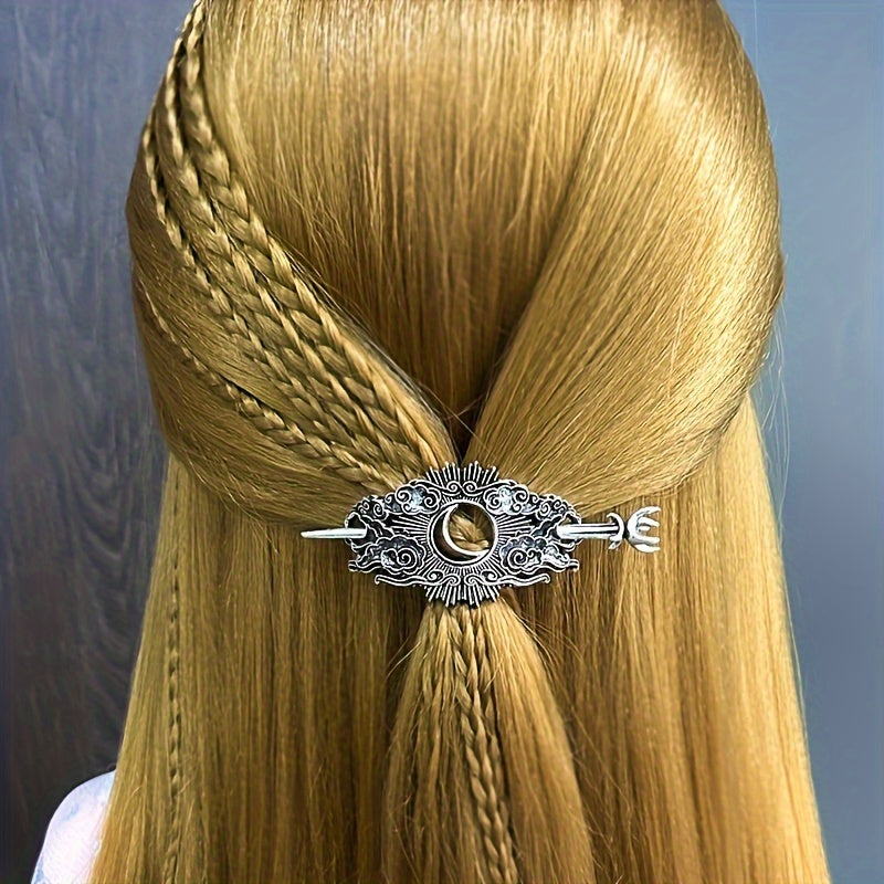 8pcs Vintage Crescent Cloud Hair Clips Witchy Moon Hair Stick Witches Halloween Hair Clips Pagan Gothic Hair Wiccan Viking Hair Clips Jewelry Holiday Gifts