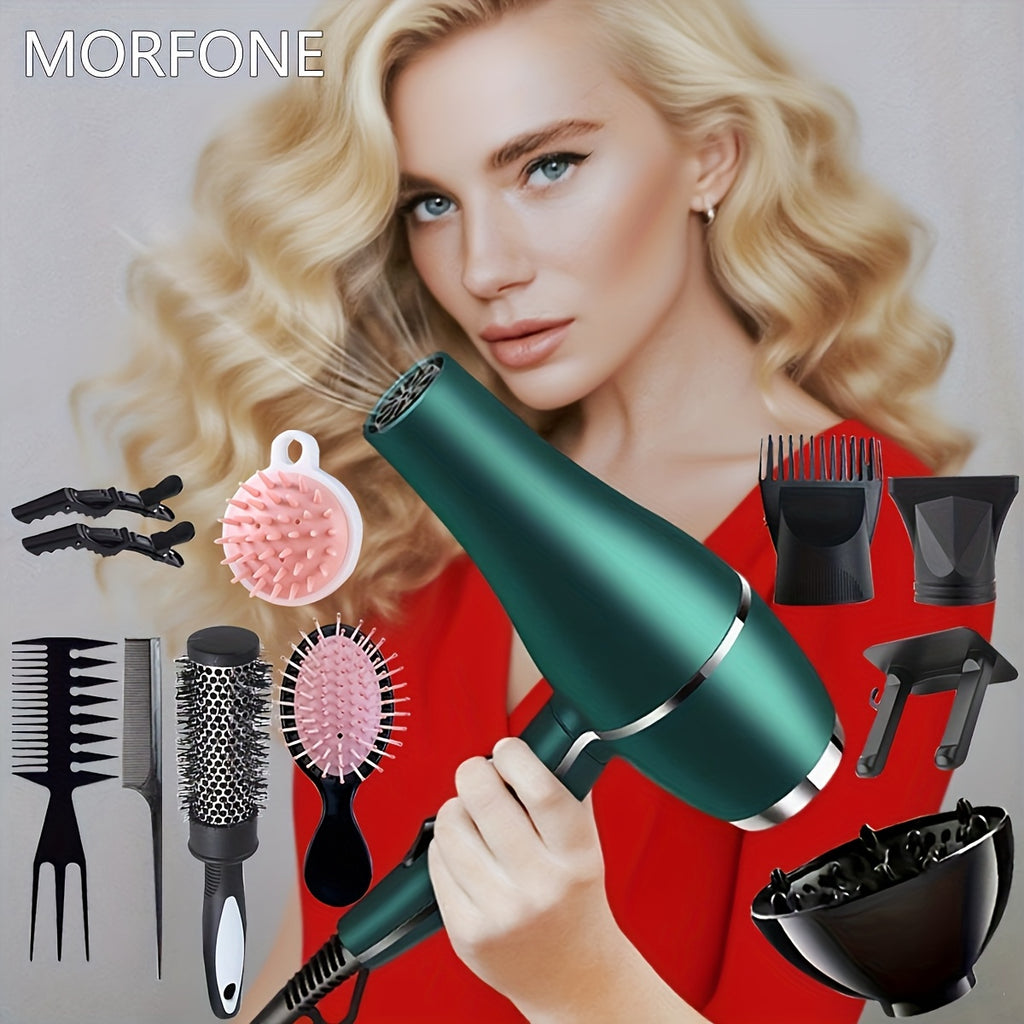 MORFONE All-in-one High-end Home Professional Hair Dryer. A Hair Dryer Set with Various Accessories Such As A Comb, Hair Clip, And Nozzle. Suitable for Family Or Travel Use- Festive NY Gift for Loved Ones