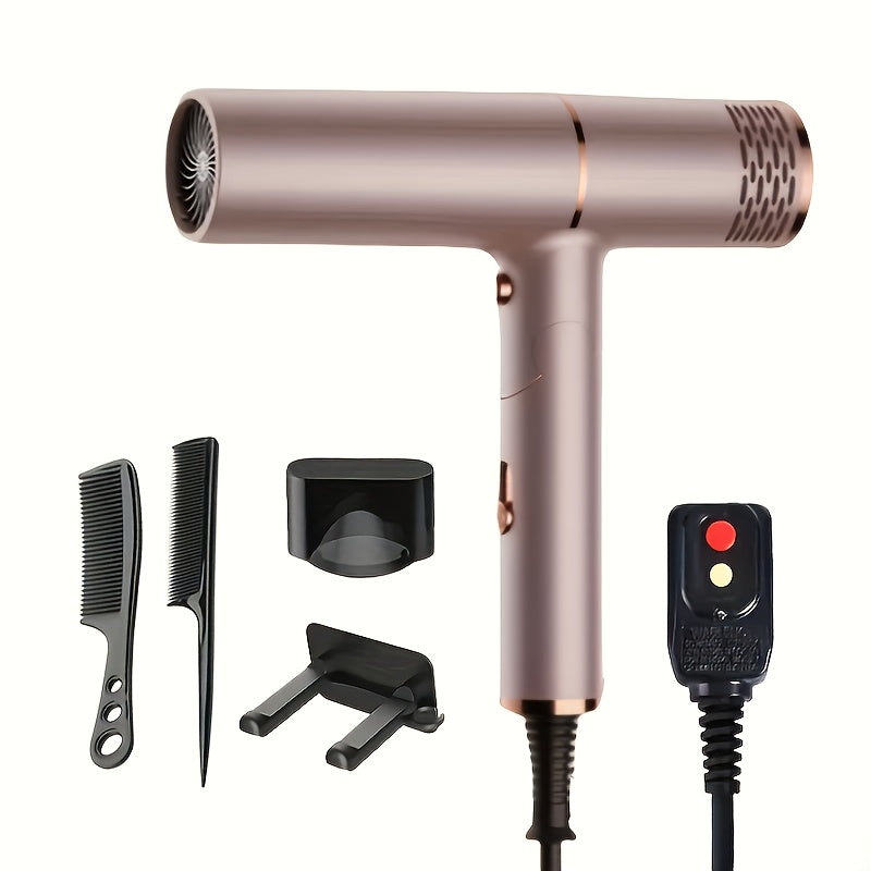 Professional Hair Dryer With Foldable Handle, 1200W Bristle Motor, Hot & Cold Air, Adjustable Power Cord, US Plug Included - Suitable For All Hair Types Quick Drying, Hair Dryer Holder, Plastic, Collector Nozzle, Hair Dryer Stand