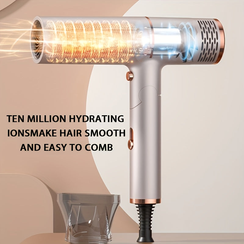 Professional Hair Dryer With Foldable Handle, 1200W Bristle Motor, Hot & Cold Air, Adjustable Power Cord, US Plug Included - Suitable For All Hair Types Quick Drying, Hair Dryer Holder, Plastic, Collector Nozzle, Hair Dryer Stand