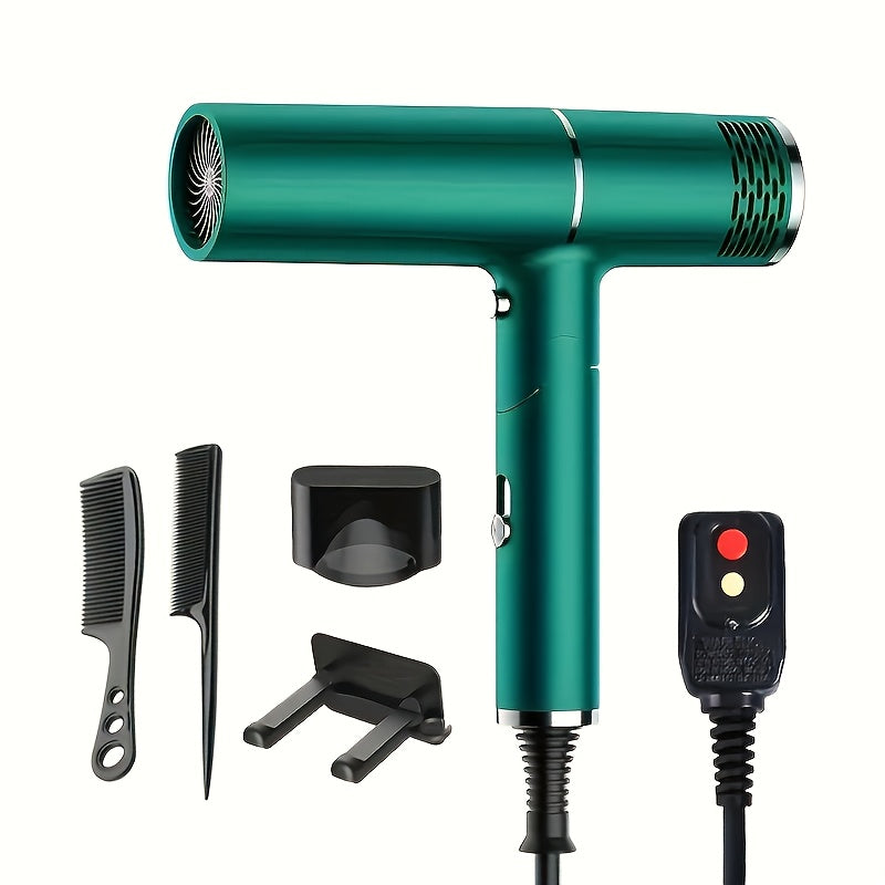 Professional Hair Dryer With Foldable Handle, 1200W Bristle Motor, Hot & Cold Air, Adjustable Power Cord, US Plug Included - Suitable For All Hair Types Quick Drying, Hair Dryer Holder, Plastic, Collector Nozzle, Hair Dryer Stand
