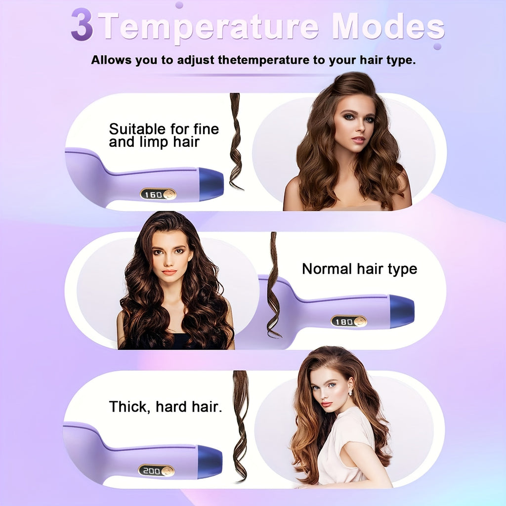 Mini Portable Curling Iron with LED Temperature Display & 3 Heat Settings - Fast Curler, Heat-Resistant Design for Professional Volume\u002Fwaves, Compact Styler Suitable for Women & Men, Home & Travel, Gift