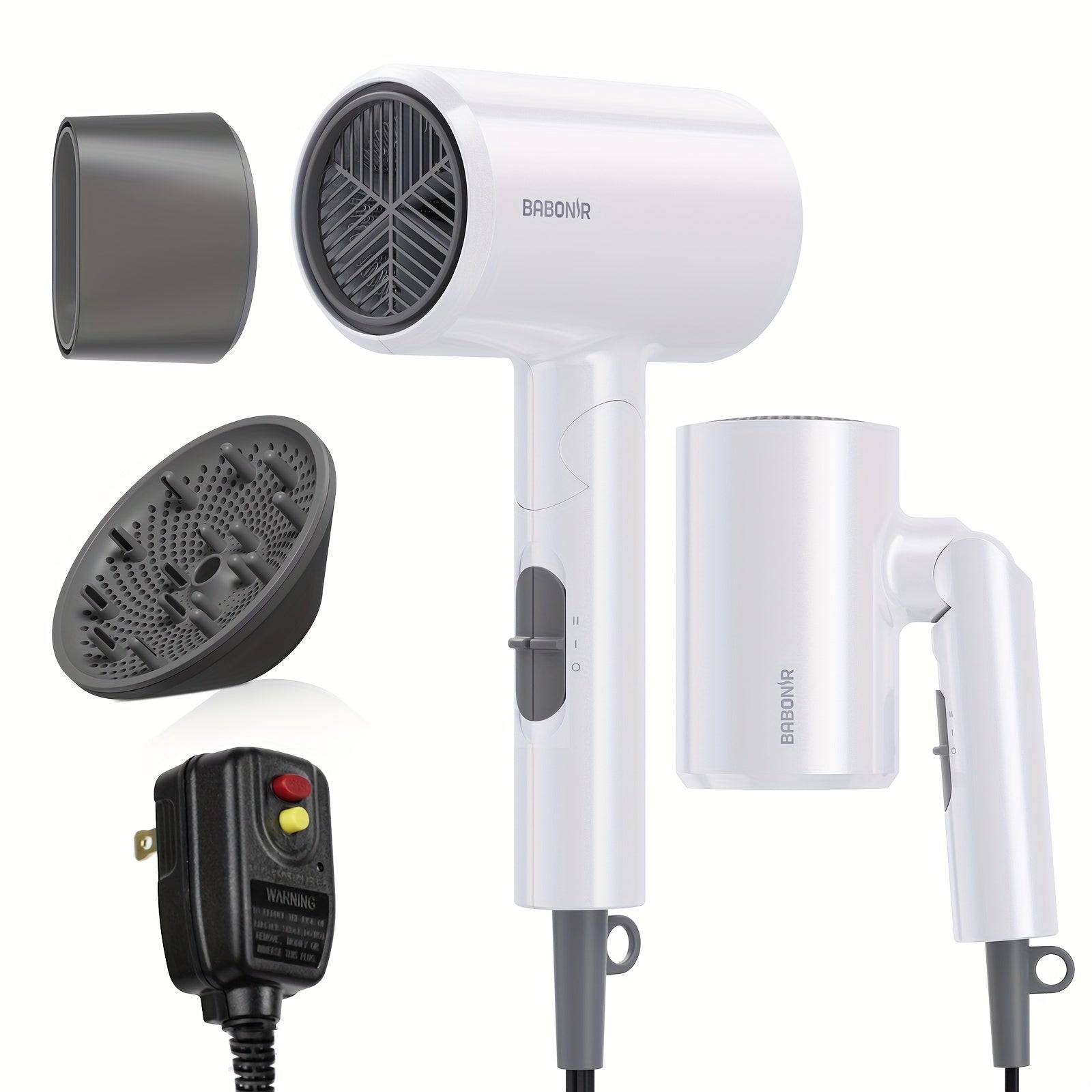 1875W High-power Pink Travel Hair Dryer, Foldable Design, With Diffuser And Focusing Nozzle, Compact Powerful Ion Hair Dryer, 3-speed Temperature Control And 2-speed Wind Speed, Fast Drying Hair