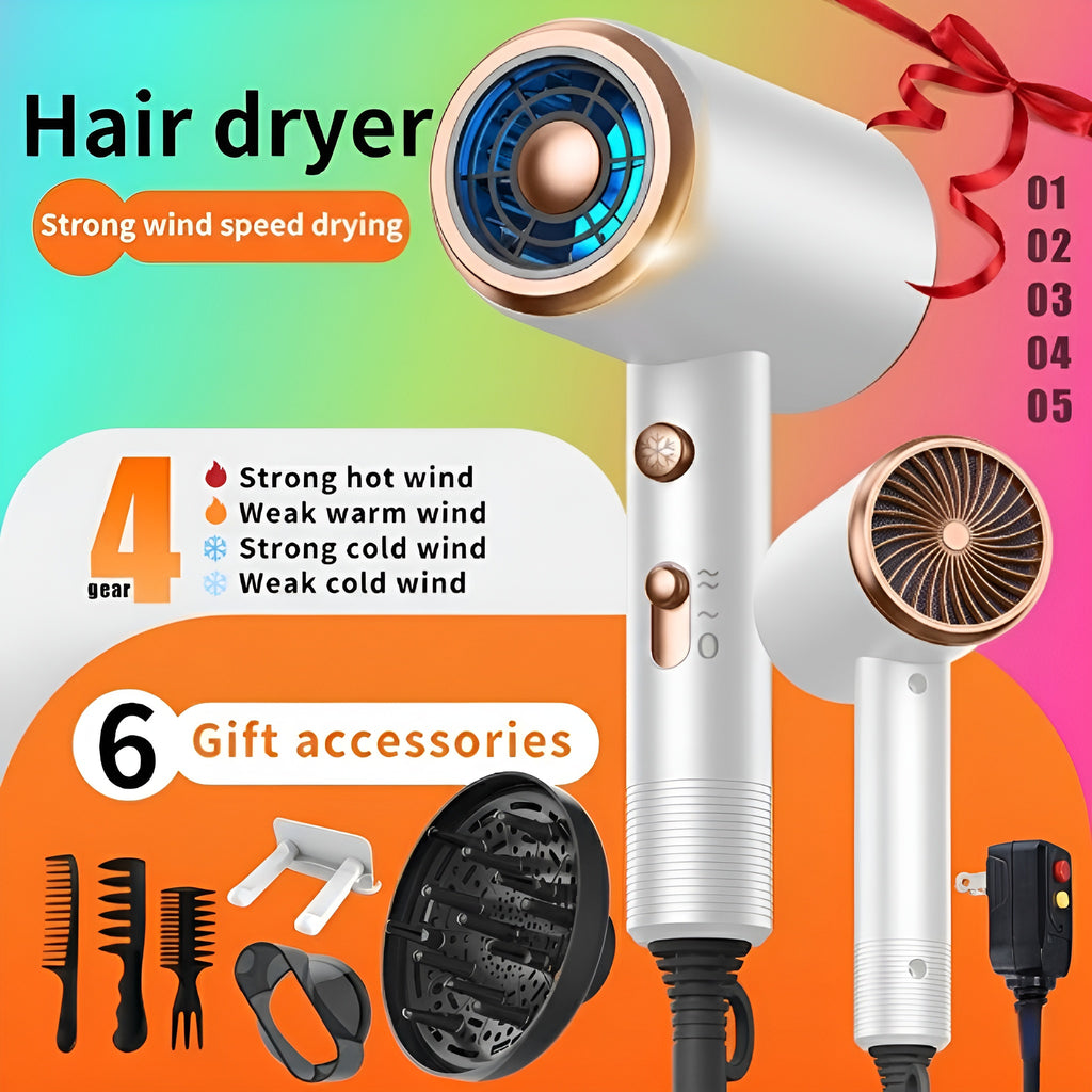 Professional Ionic Hair Dryer with Diffuser Attachment - Ionic Technology for faster drying, 2 Speeds & 3 \u002FCool Settings, Ionic generator ionizes the air for faster evaporation, Brushed Motor for Straight\u002FCurly\u002FWavy Hair - Suitable for Home