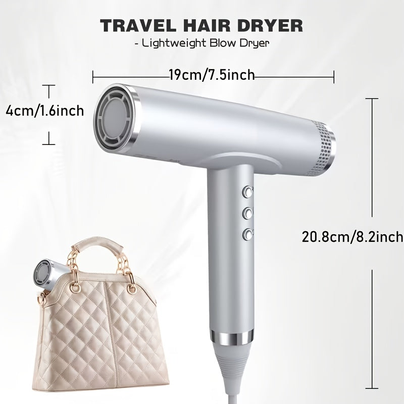 Professional Hair Dryer with Diffuser | High Speed, Brushless Motor, Ionic, Lightweight, Compact, Low Noise, 59.06inch-118.11inch Cord, 2000W, Metal, Non-foldable Handle, Leakage Protection Plug