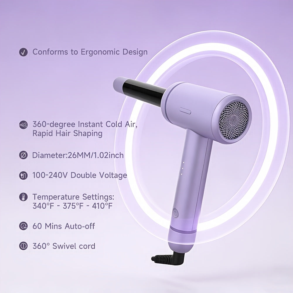 Cold Air Hair Curling Wand | For Voluminous, Shiny & Long-Lasting Curls, Ergonomic & Comfortable Design, Operates on 110V-240V Plug Power