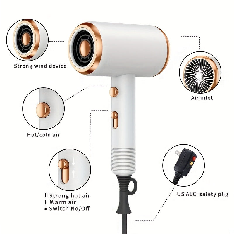Professional Ionic Hair Dryer with Diffuser Attachment - Ionic Technology for faster drying, 2 Speeds & 3 \u002FCool Settings, Ionic generator ionizes the air for faster evaporation, Brushed Motor for Straight\u002FCurly\u002FWavy Hair - Suitable for Home