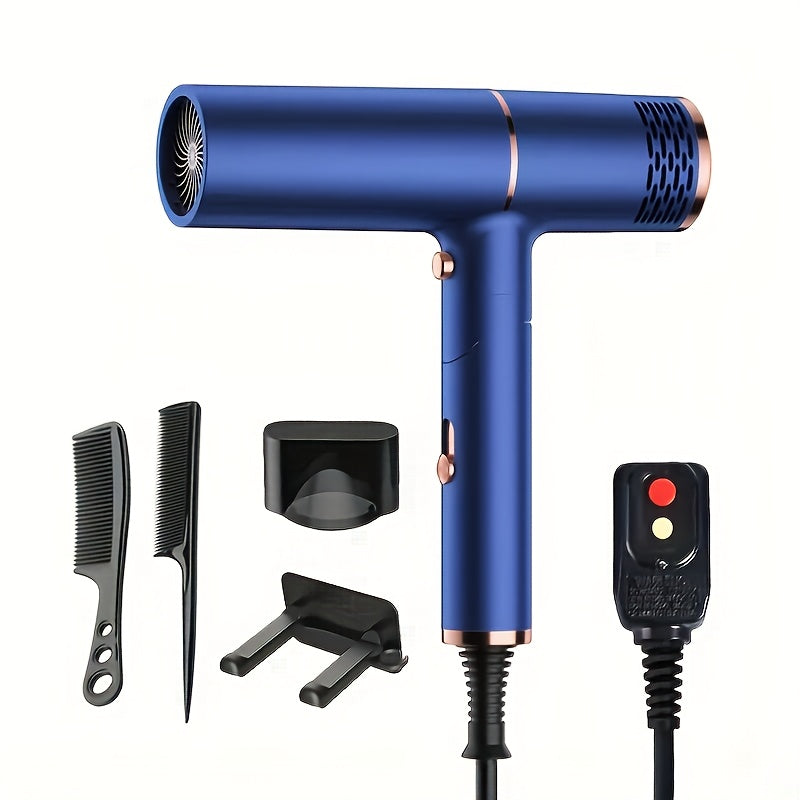 Professional Hair Dryer With Foldable Handle, 1200W Bristle Motor, Hot & Cold Air, Adjustable Power Cord, US Plug Included - Suitable For All Hair Types Quick Drying, Hair Dryer Holder, Plastic, Collector Nozzle, Hair Dryer Stand