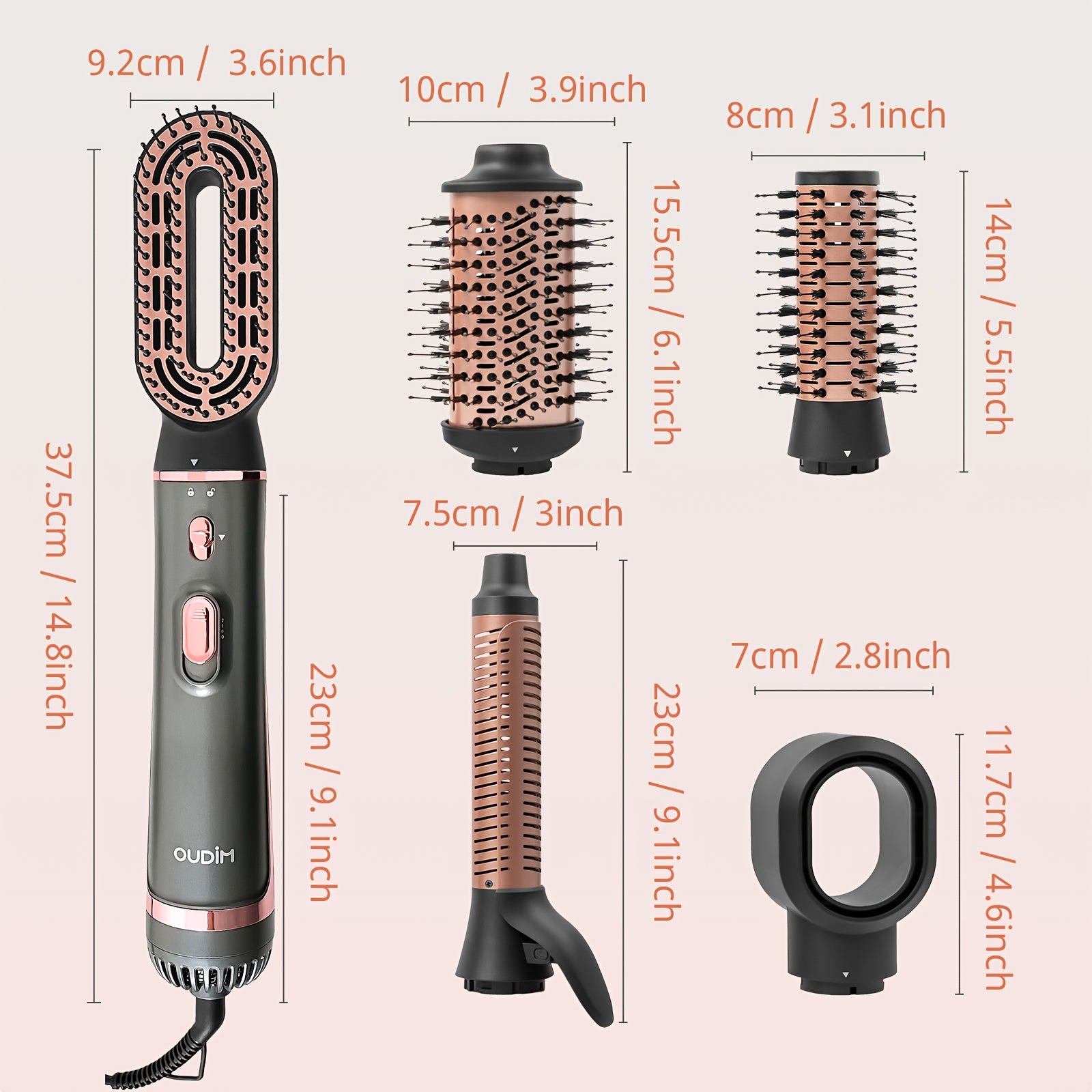 Versatile Hot Air Brush with Negative Ion Technology for Smooth, Frizz-Free Results. This Hair Dryer And Styling Combines The Functions of a Curling Iron And a Massage Straightening Brush, Featuring Various Temperature And Wind Speed Options
