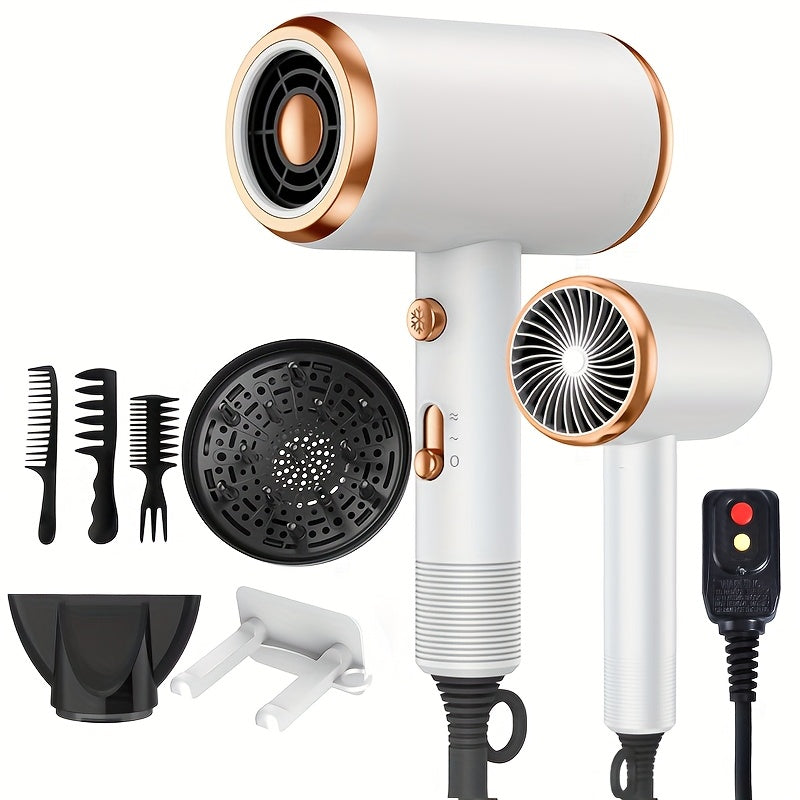 Professional Ionic Hair Dryer with Diffuser Attachment - Ionic Technology for faster drying, 2 Speeds & 3 \u002FCool Settings, Ionic generator ionizes the air for faster evaporation, Brushed Motor for Straight\u002FCurly\u002FWavy Hair - Suitable for Home