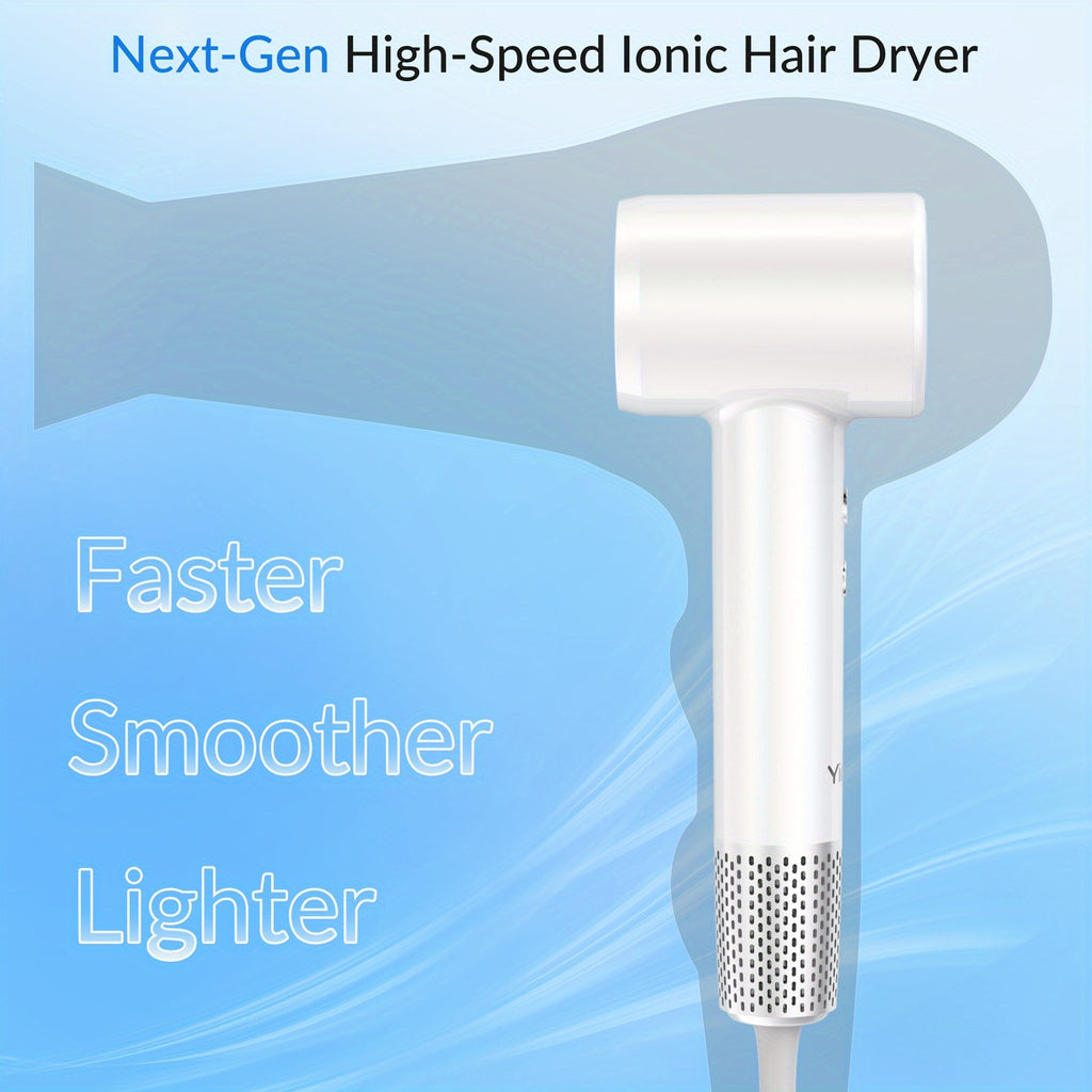 Yinole 1200W High-Speed Negative Ion Hair Dryer, 110, 000 RPM Brushless Motor For Fast Drying, Ionic Technology For Frizz-Free Smooth Hair, 3 Heat\u002F 2 Speed Settings, Magnetic Nozzle & Diffuser, 65dB Quiet, 0.9lb Lightweight