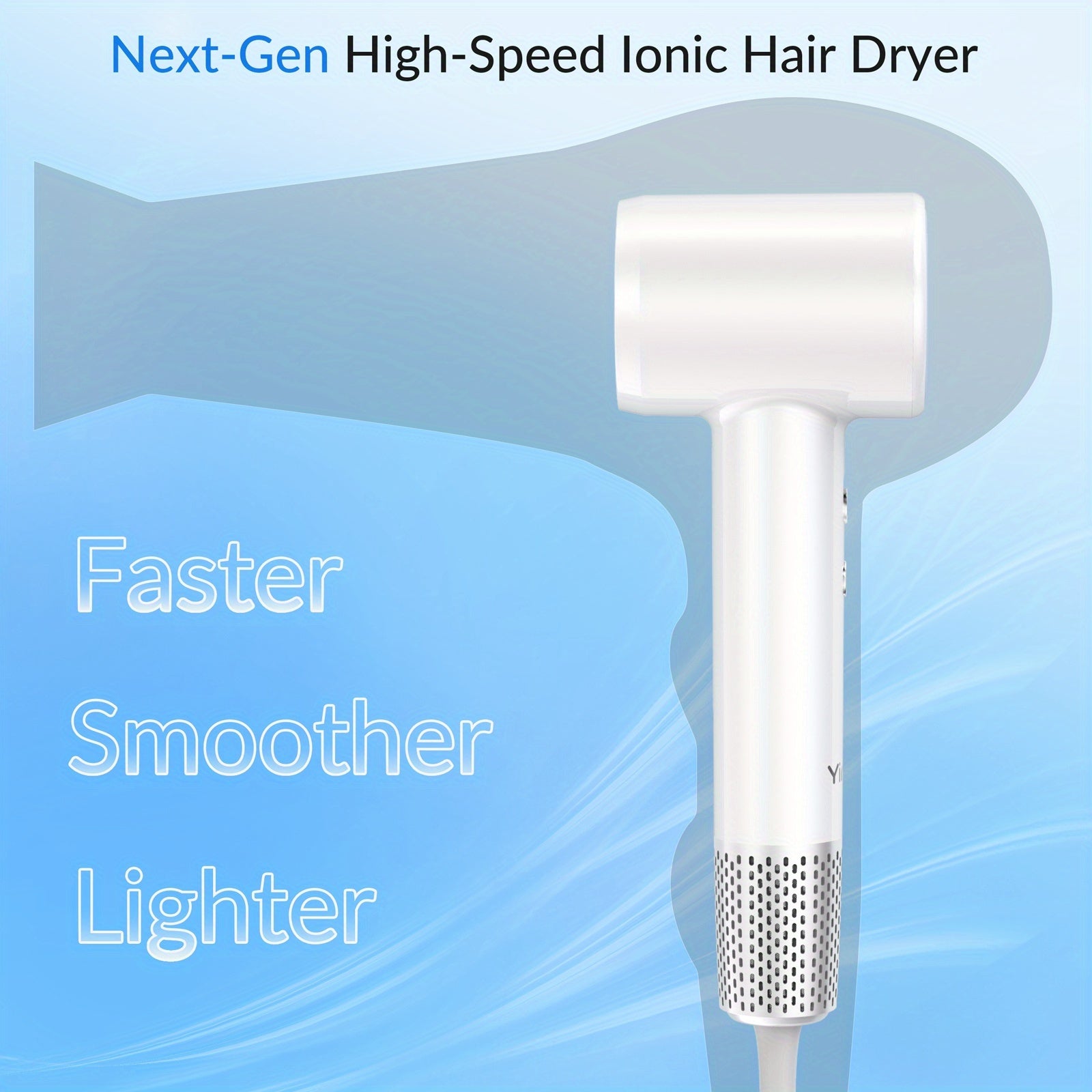 Yinole 1200W High-Speed Negative Ion Hair Dryer, 110, 000 RPM Brushless Motor For Fast Drying, Ionic Technology For Frizz-Free Smooth Hair, 3 Heat\u002F 2 Speed Settings, Magnetic Nozzle & Diffuser, 65dB Quiet, 0.9lb Lightweight
