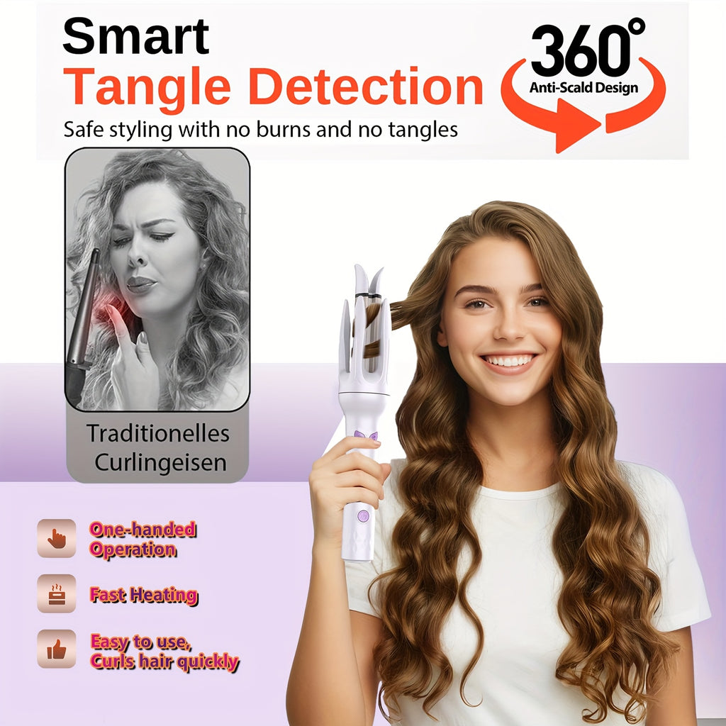 Genai Automatic Hair Curler: 28Mm Barrel, 4 Temperature Options, Negative Ion Technology, The Essential Tool for Hair Styling & A Travel Essential for Easy Curls