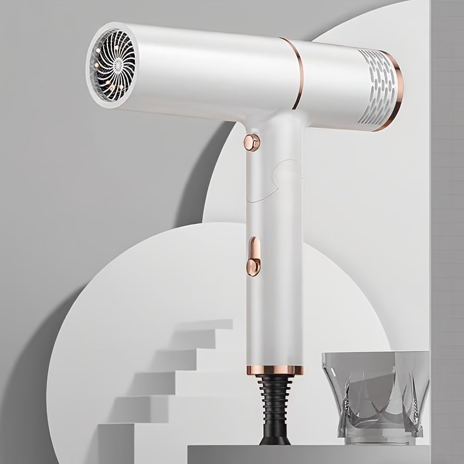 Professional Hair Dryer With Foldable Handle, 1200W Bristle Motor, Hot & Cold Air, Adjustable Power Cord, US Plug Included - Suitable For All Hair Types Quick Drying, Hair Dryer Holder, Plastic, Collector Nozzle, Hair Dryer Stand