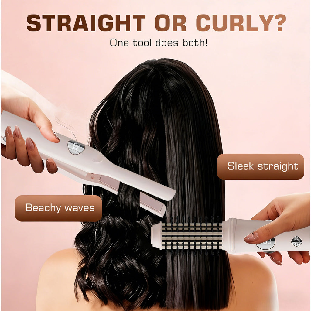 1pc\u002F2pcs Cordless Hair Curling Iron Brush | 4500mAh Rechargeable Curling Iron Tool, 4 Temperatures, Fast, Anti-Scald, Anti-Frizz, LED Display, Ideal Present for Women, Girlfriends, or Mothers