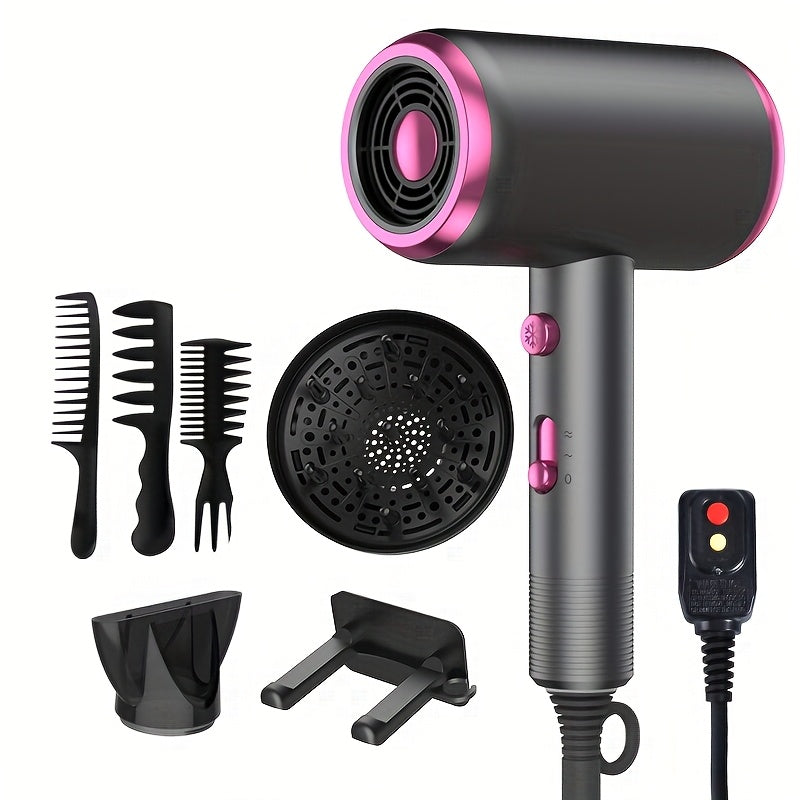 Professional Ionic Hair Dryer with Diffuser Attachment - Ionic Technology for faster drying, 2 Speeds & 3 \u002FCool Settings, Ionic generator ionizes the air for faster evaporation, Brushed Motor for Straight\u002FCurly\u002FWavy Hair - Suitable for Home